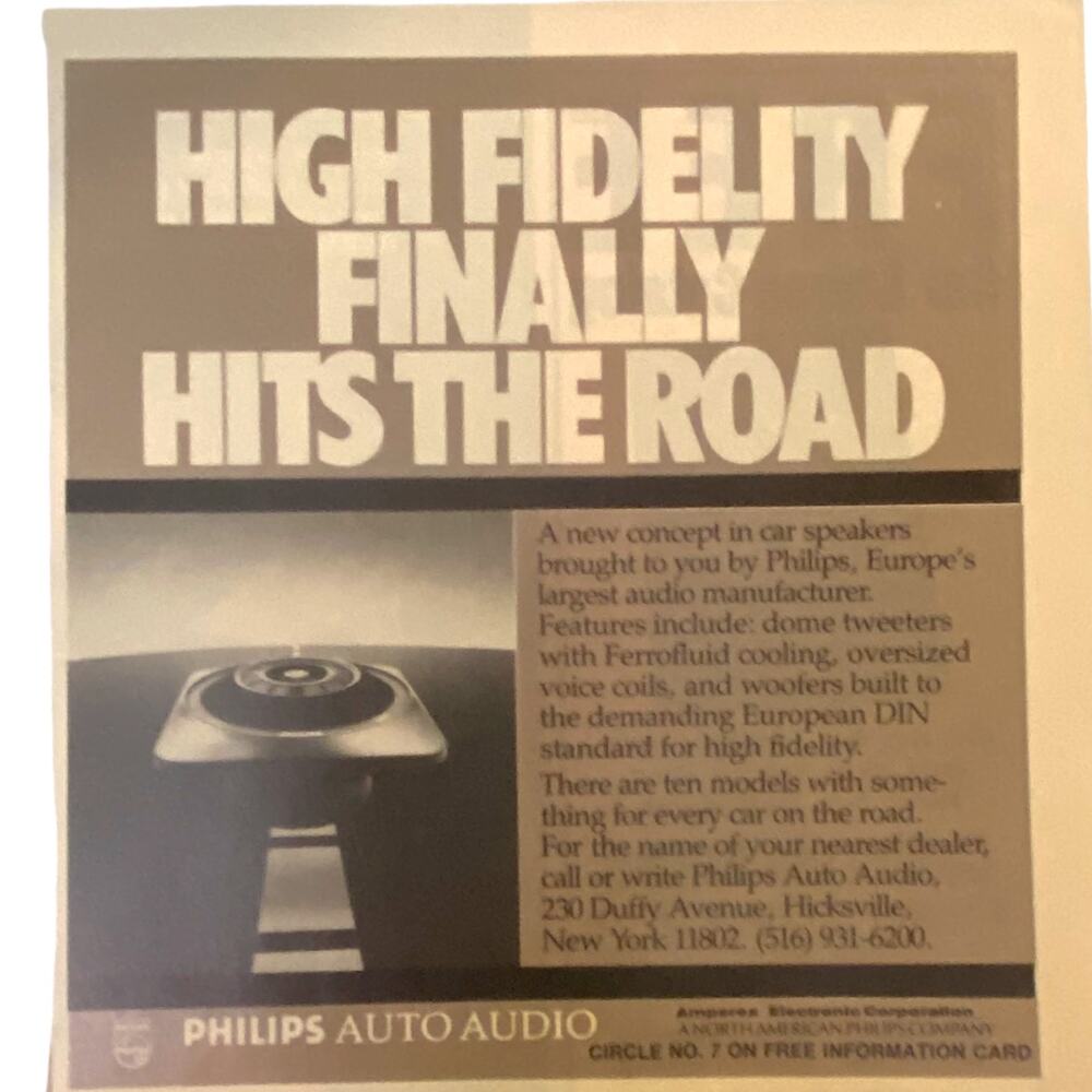 Vintage Philips Car Stereo Print Advertisement 5.5 x 5.25 December 1982 Original